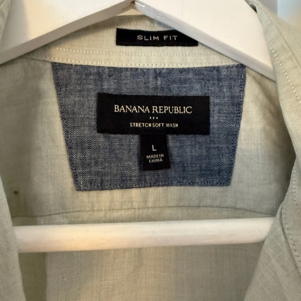 BANANA REPUBLIC Men's Sage Green Casual Button Down Large Slim Fit NWOT